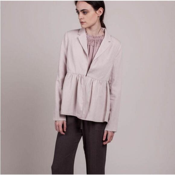 Ulla Johnson Lavender Amadie Peplum Ruffled Twill Hook Closure Blazer Size 4 - Picture 1 of 12